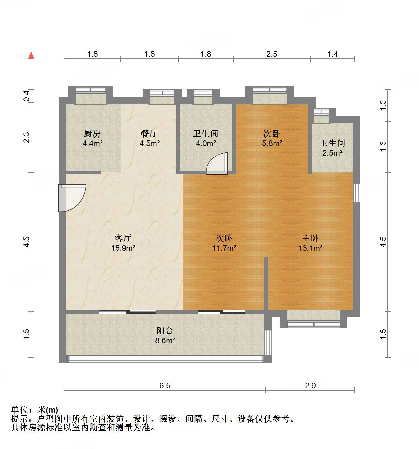 世茂东江湾悦境3室2厅88.41㎡55万二手房图片