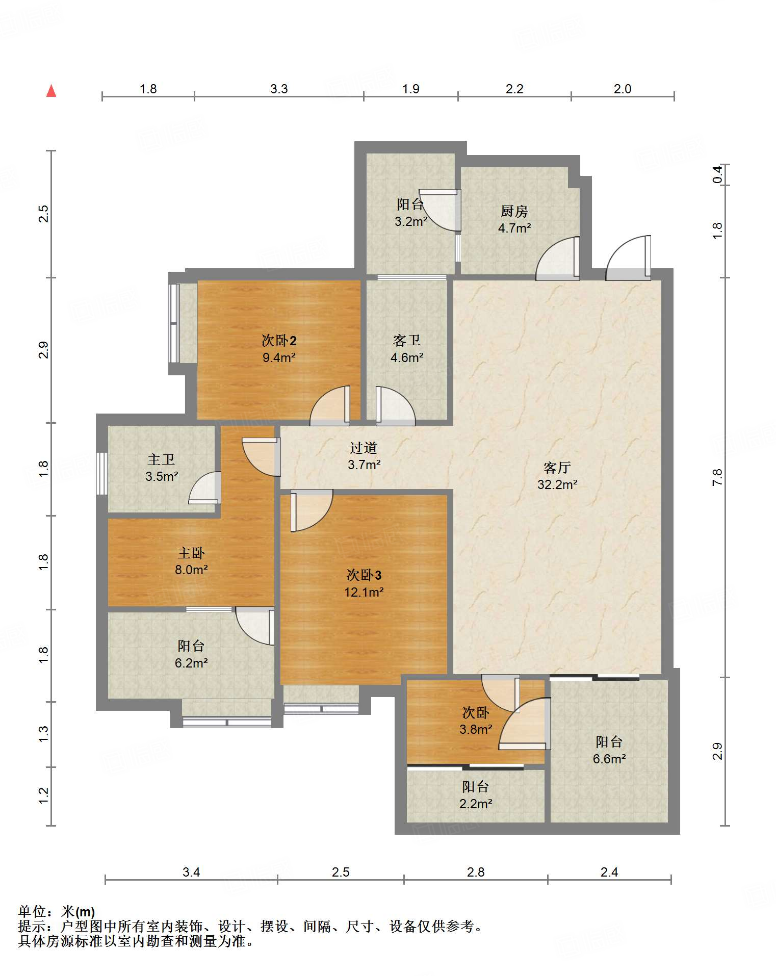 洲际亚洲湾B区4室2厅121.27㎡115万二手房图片